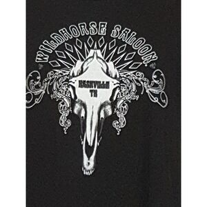 Wildhorse Saloon Vintage Tshirt Womens M Black Skull Tultex Tag Short Sleeve